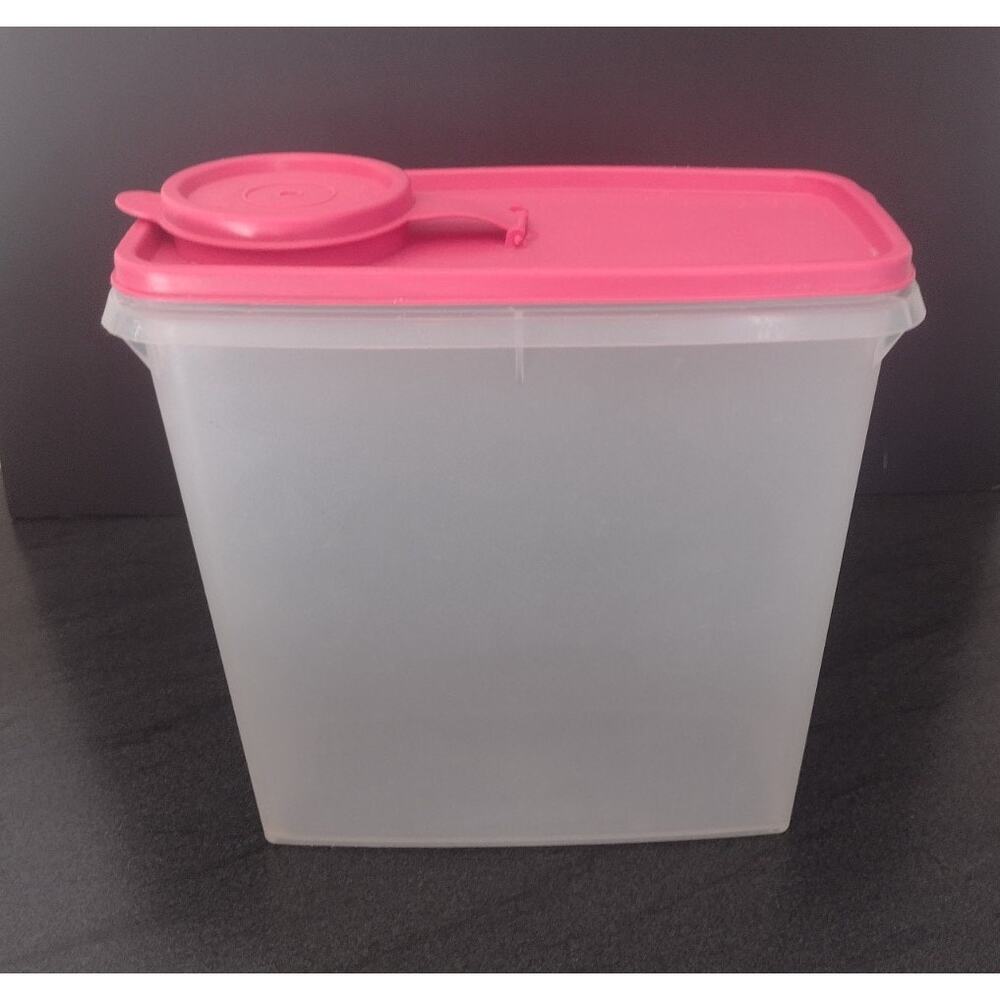 Tupperware Cereal Saver Container With Round Lid Hot Pink 8.5" Tall Food Storage